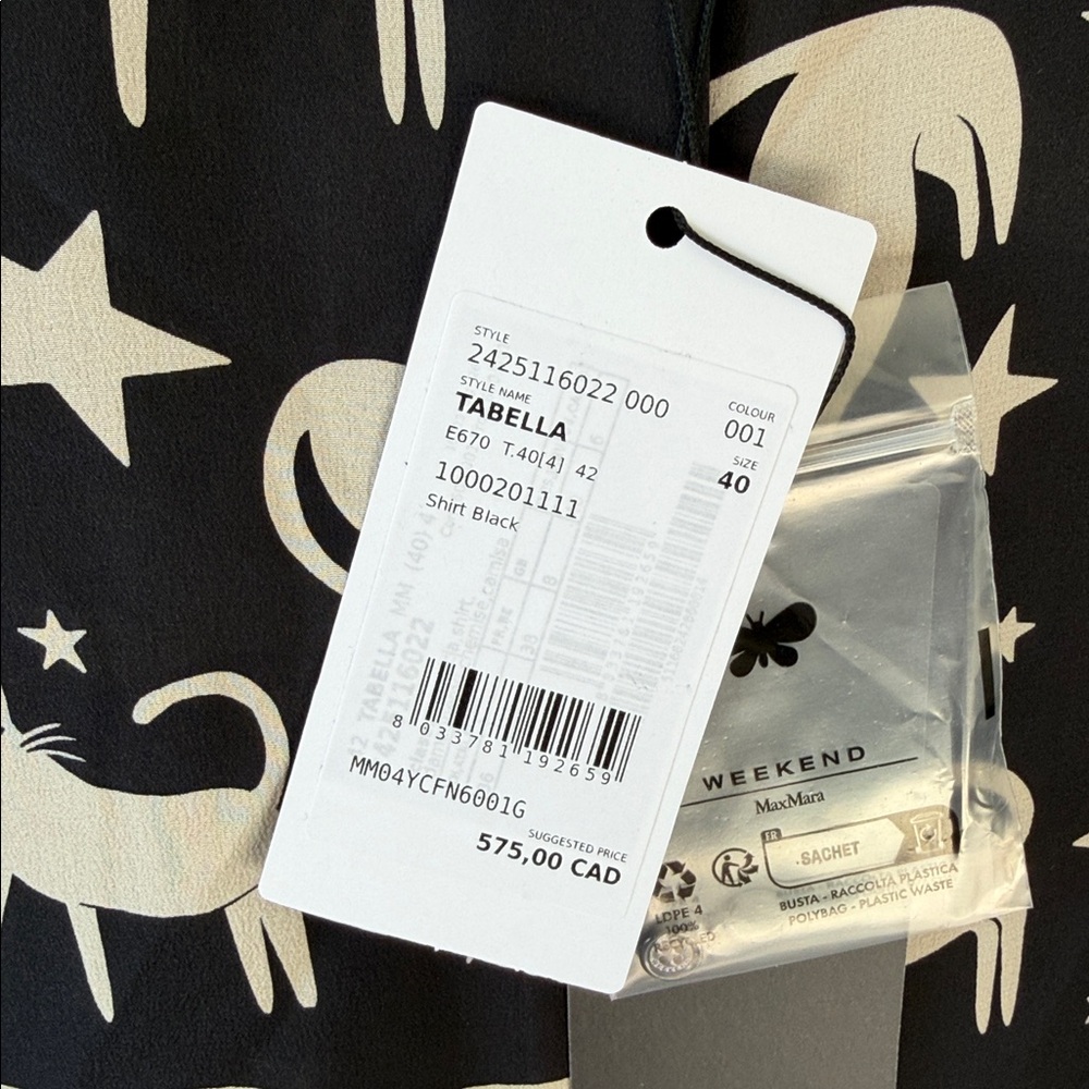 😻😻😻 WEEKEND MAX MARA TABELLA - BUTTON-DOWN SILK BLOUSE size 6 US/ 40 European - Picture 12 of 12